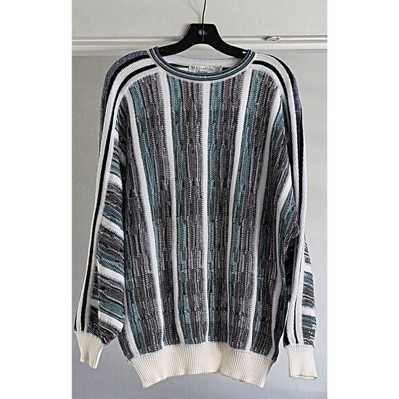 Vintage St Croix for I Magnin - Coogi Style textured pullover, Small Oversized - Picture 2 of 8